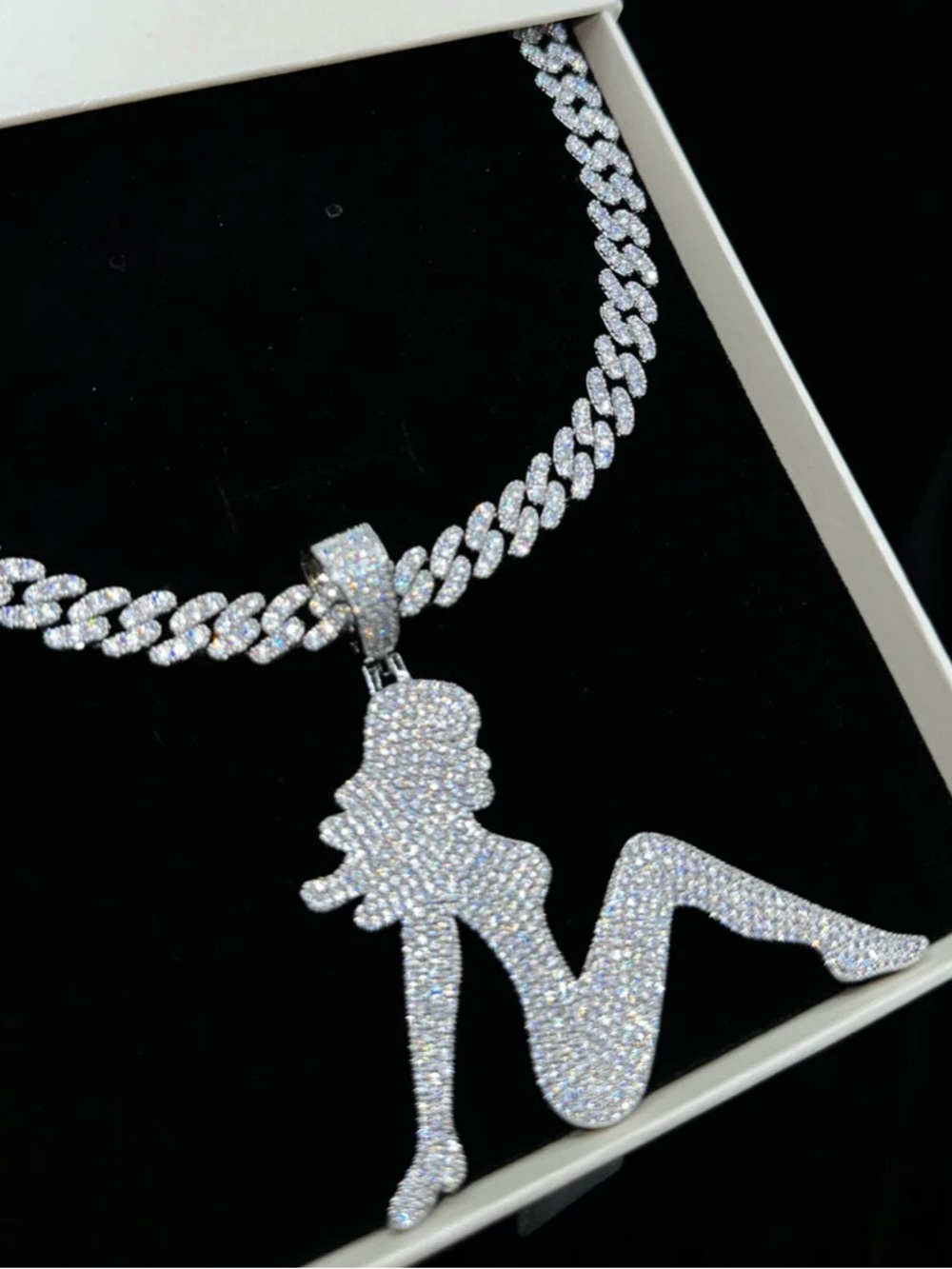 Sexy dancer pendant with Cuban link chain 16inch